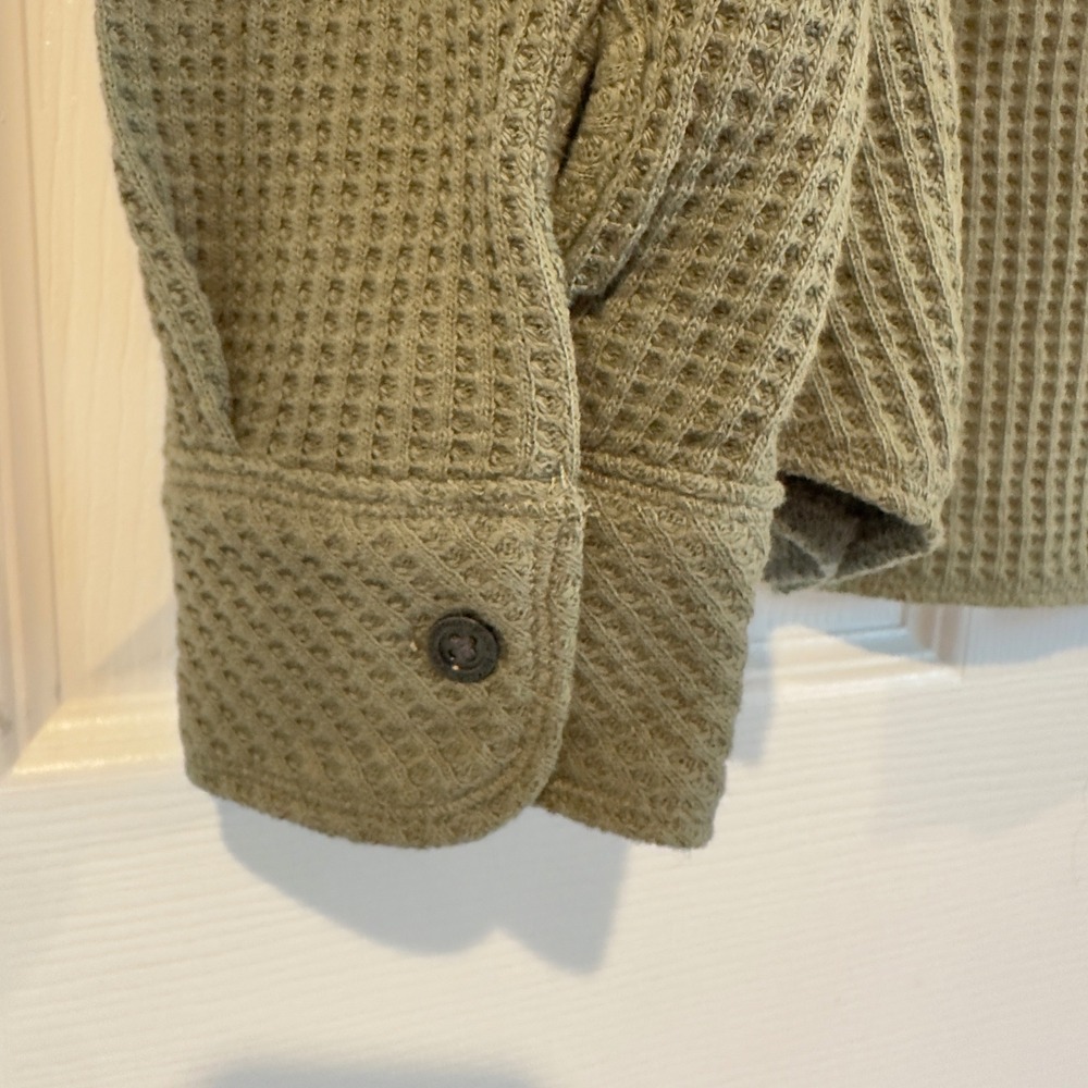 Buffalo David Bitton Waffle Knit Button Up Shirt Faded Sage Green SLC0027 Small - Picture 7 of 8